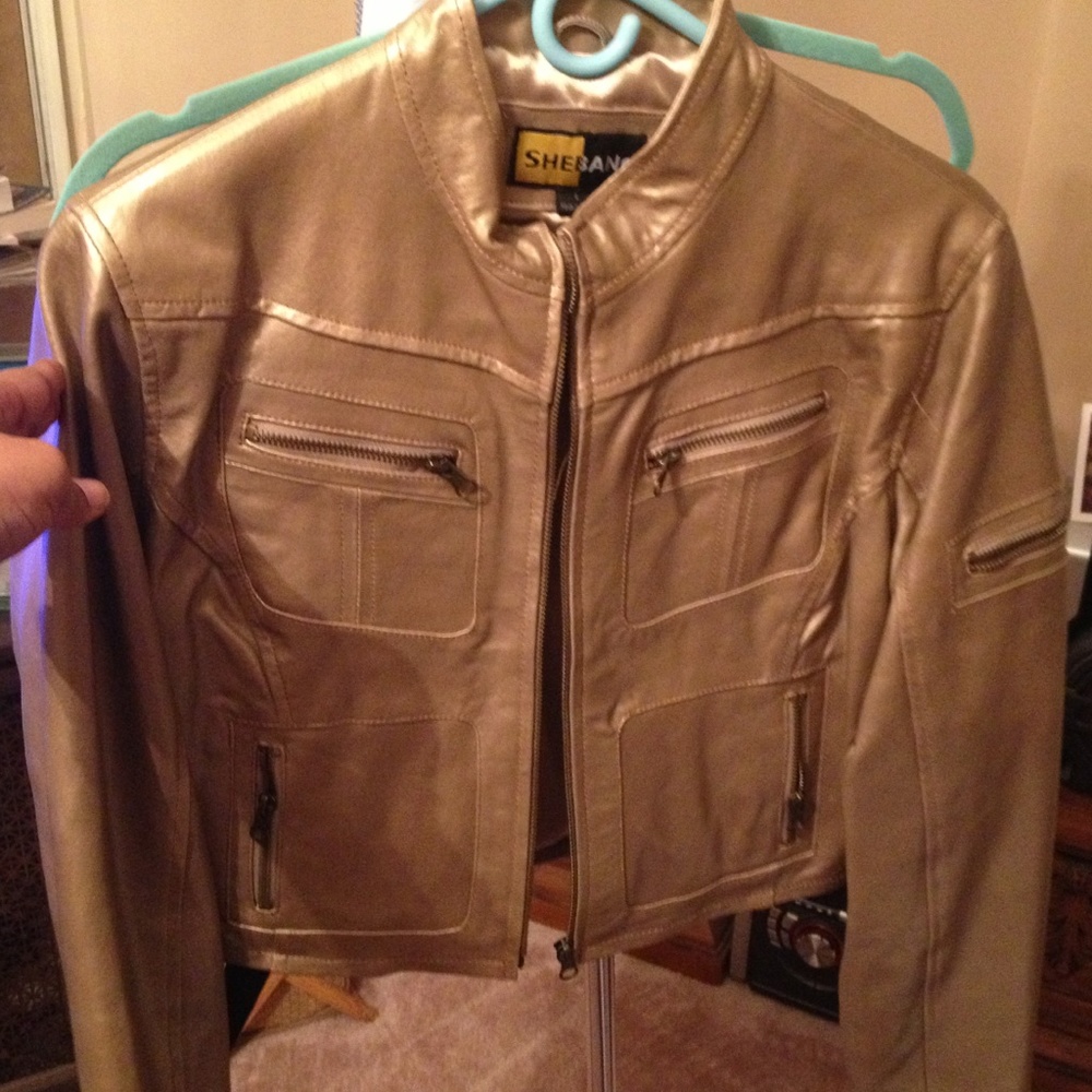 Golden leather jacket NWOT. Great for springtime